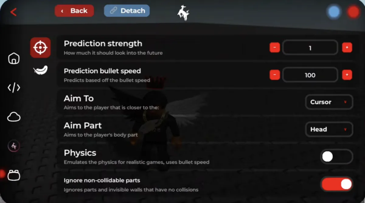 Prediction strength and aim part settings